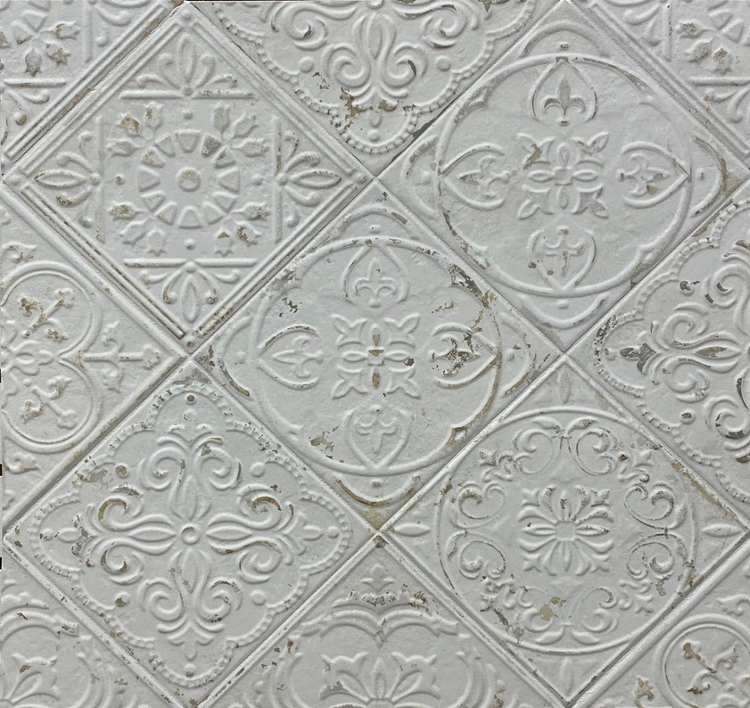 Antiquity 8x8 White Embossed Pattern Tile