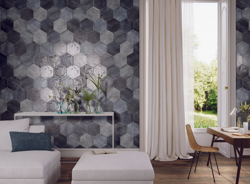 Hudson 9x11 Hexagon Blue Matte Porcelain Tile