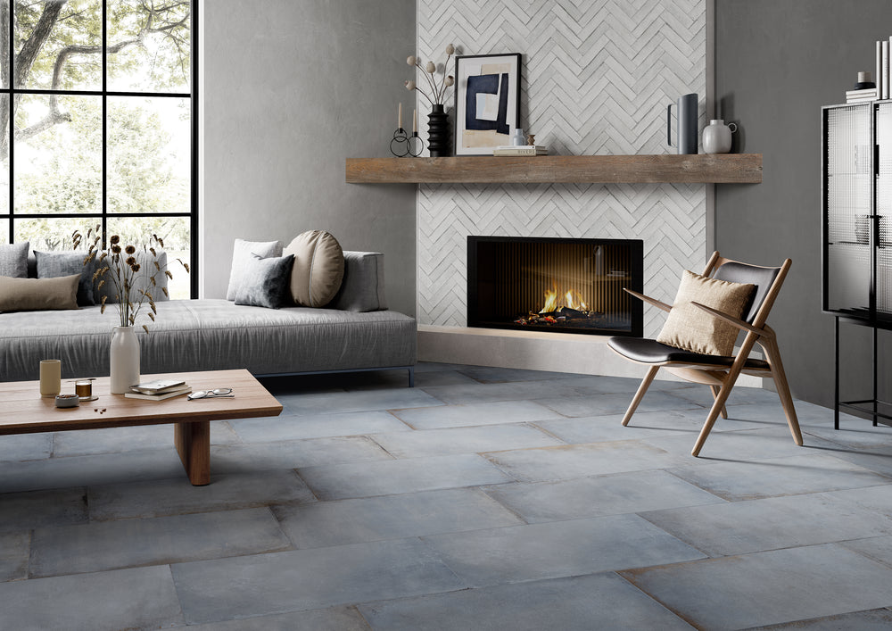 Concrete 16x32 Blue Porcelain Tile