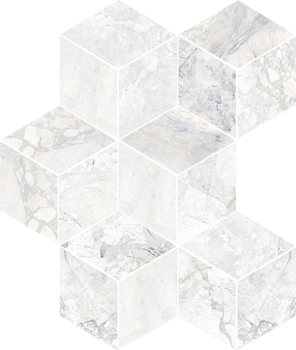 Eternal White Multi Finish Hexagon Mosaic