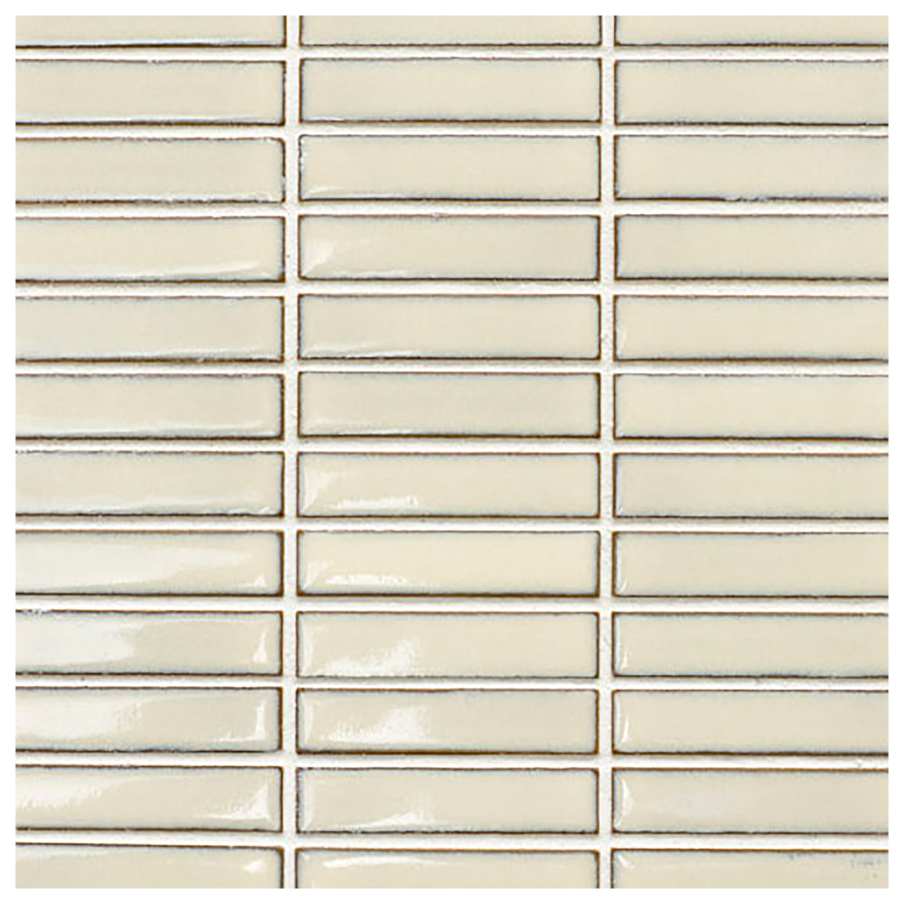 Makai Stacked French Vanilla Gloss Mosaic Tile