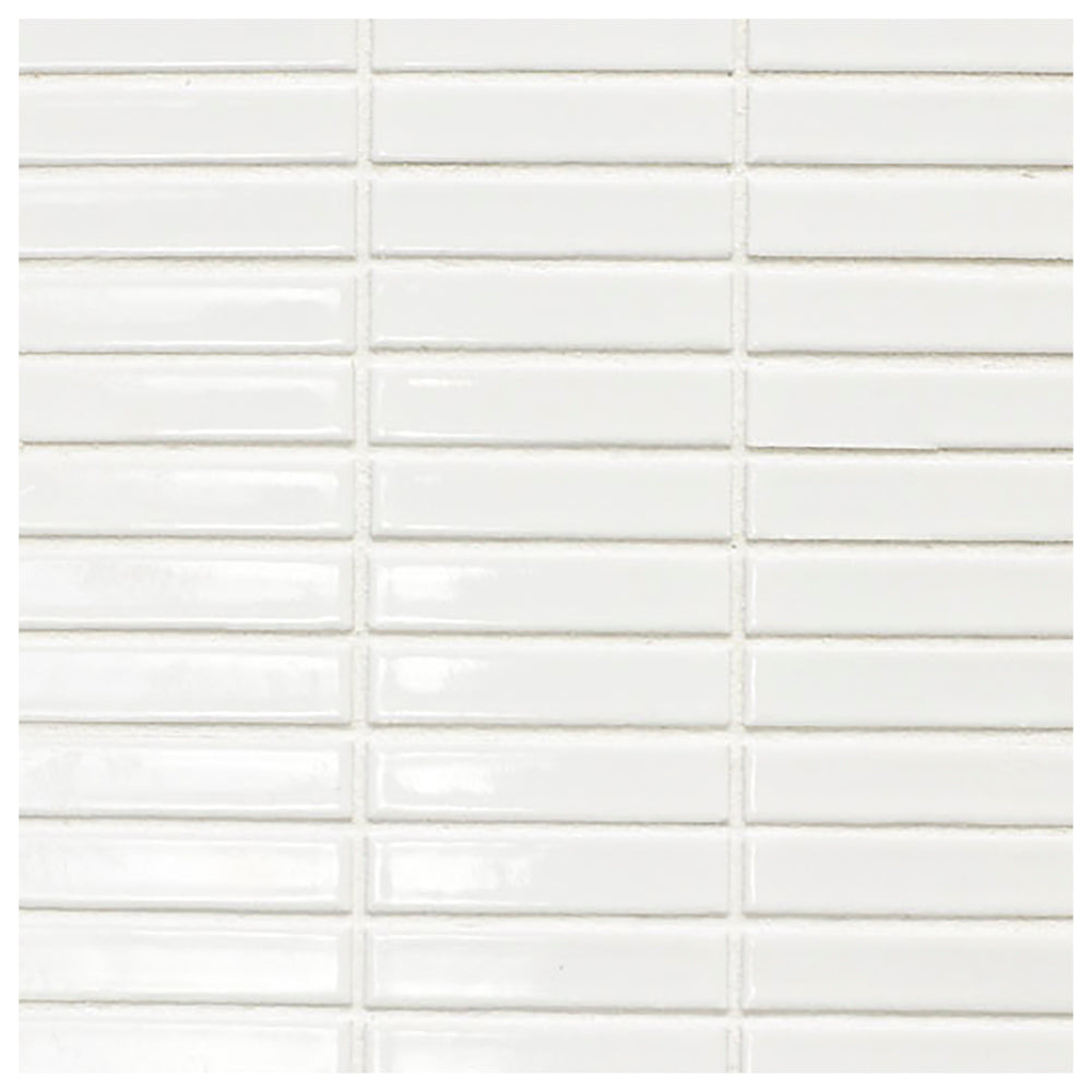 Makai Stacked White Gloss Mosaic Tile