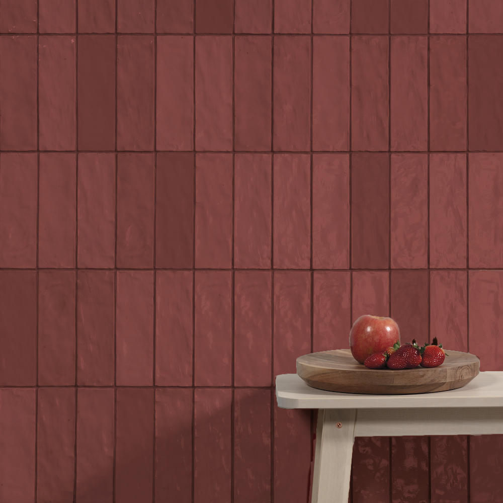 Myriad 2.5x8 Red Gloss Subway Tile