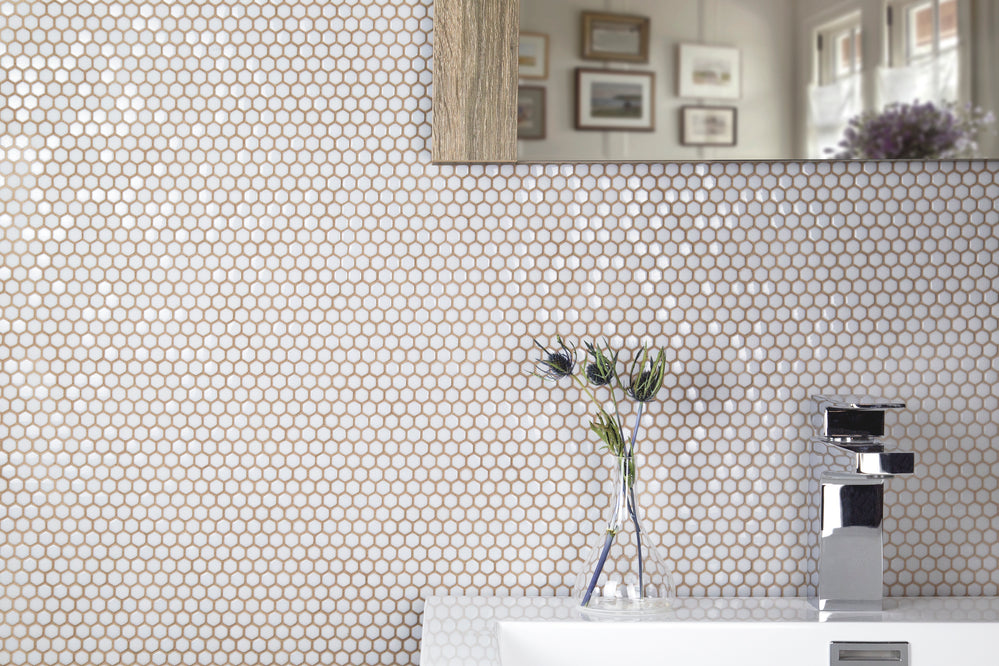 Micro Hex Frost Glass Mosaic Tile