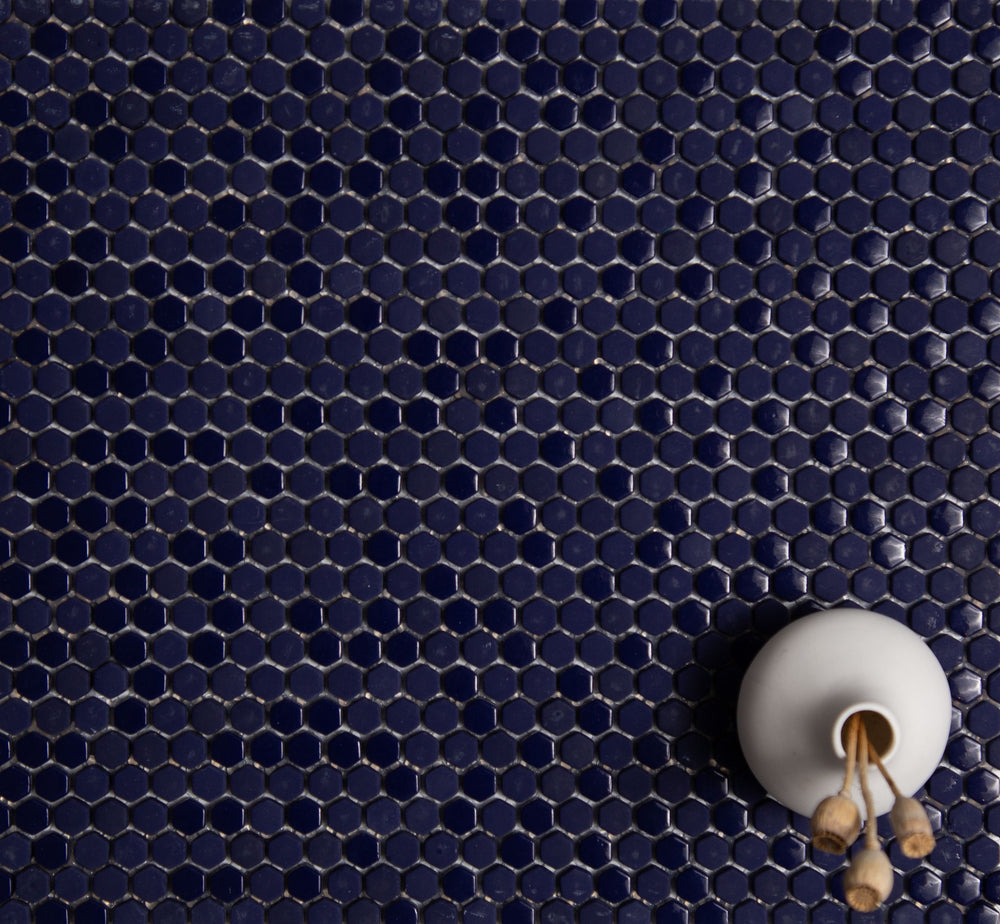 Micro Hex Night Glass Mosaic Tile