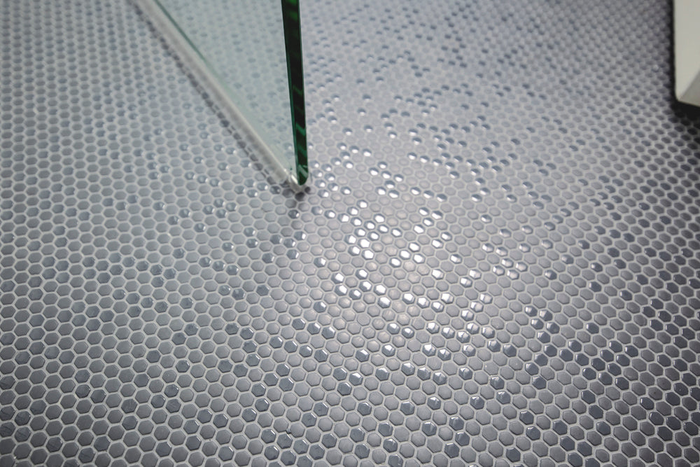 Micro Hex Pebble Glass Mosaic Tile