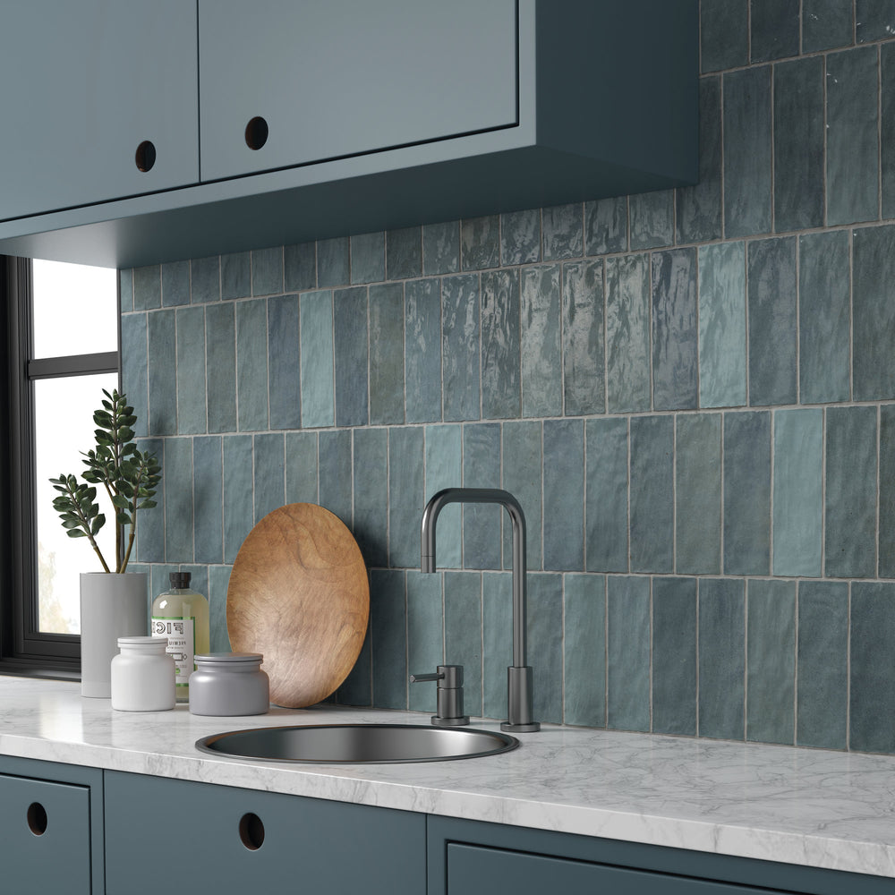 Myriad 2.5x8 Aqua Blue Gloss Subway Tile