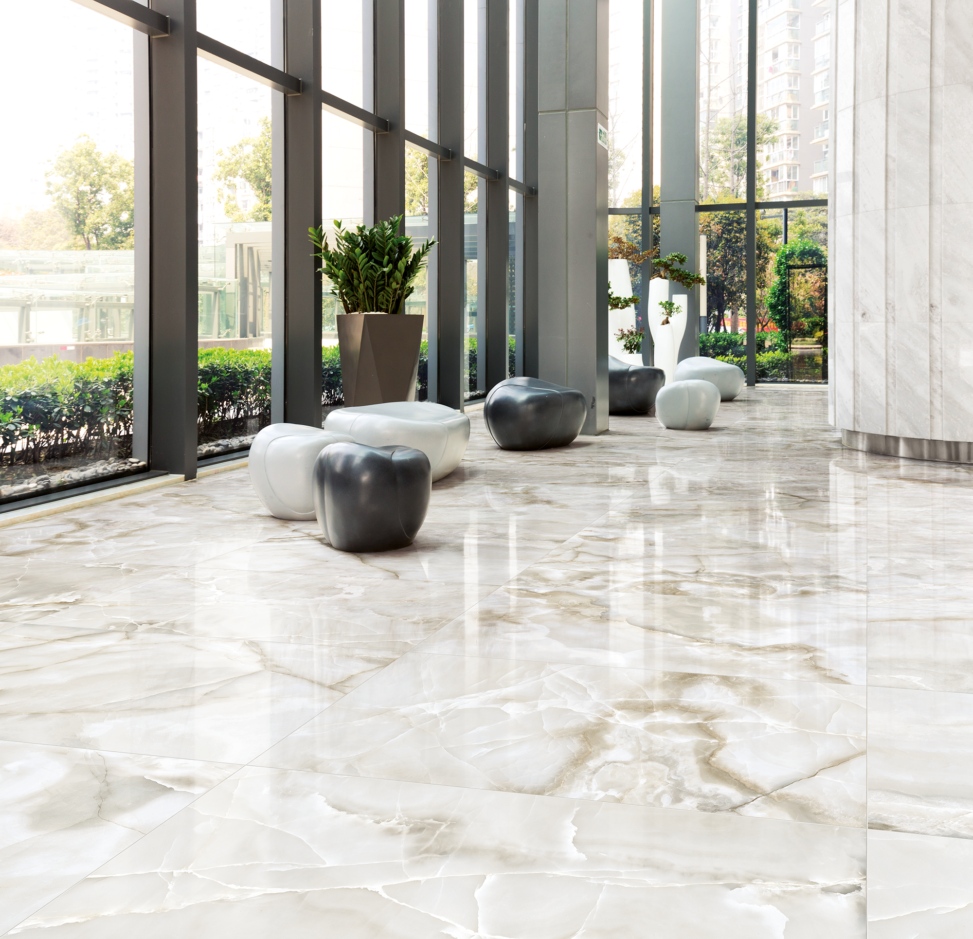 Oceana Onyx 24x48 White Polished Porcelain Tile