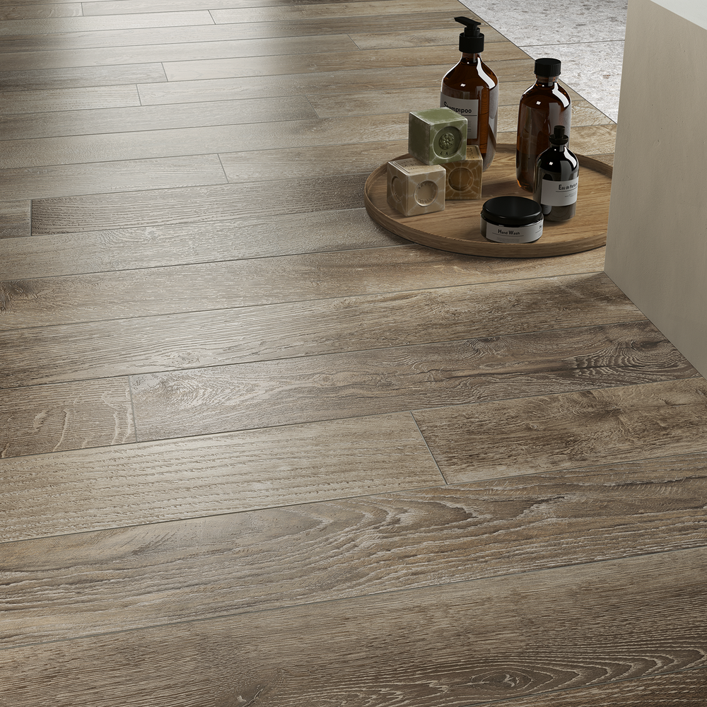 Opus 6x48 Greige Wood Look Porcelain Tile