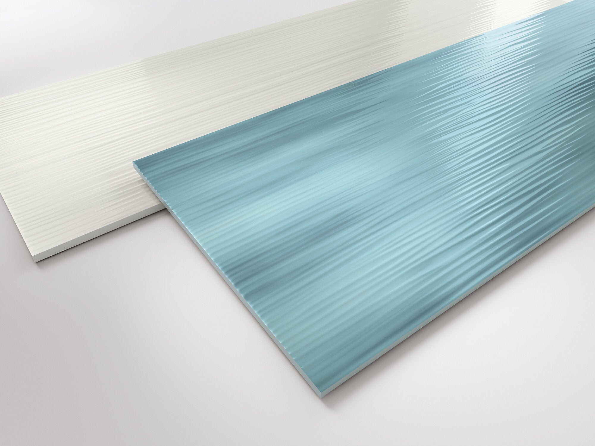 Sheer 8X24 Turquesa Blue Gloss Wave Tile