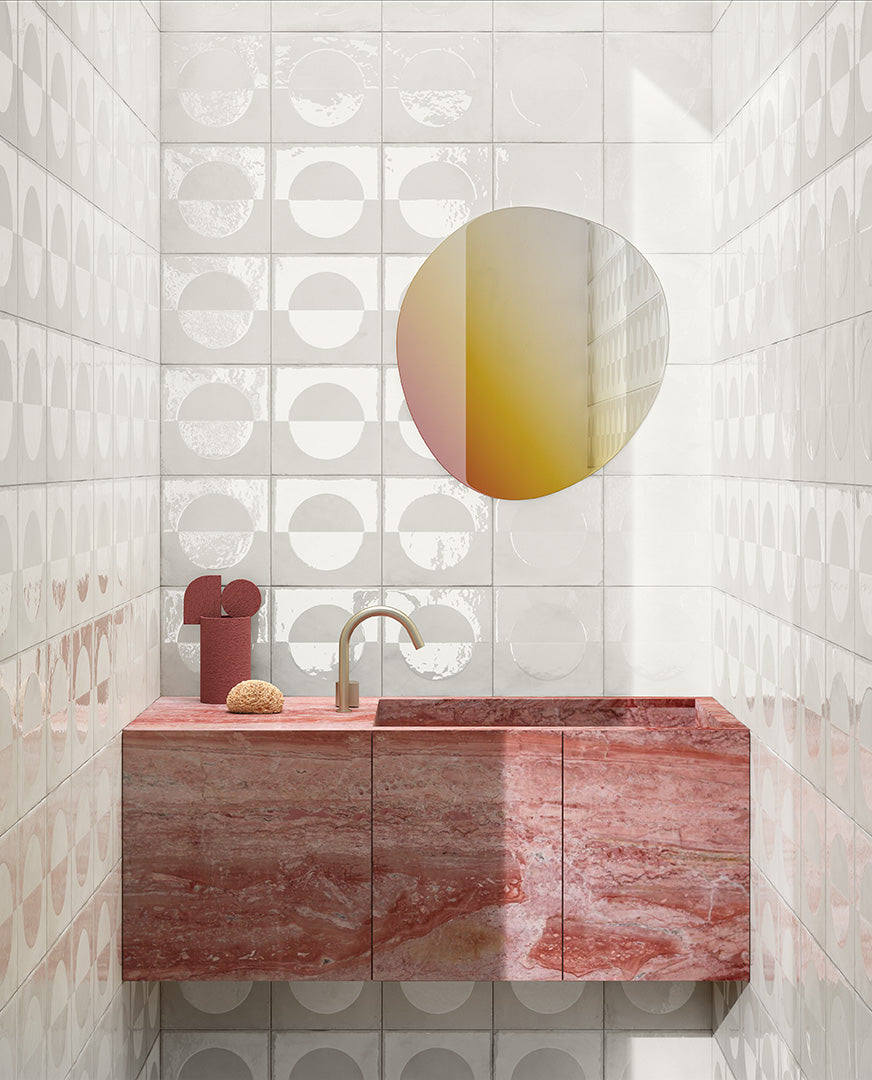 Havana 8x8 Deco White Porcelain Tile