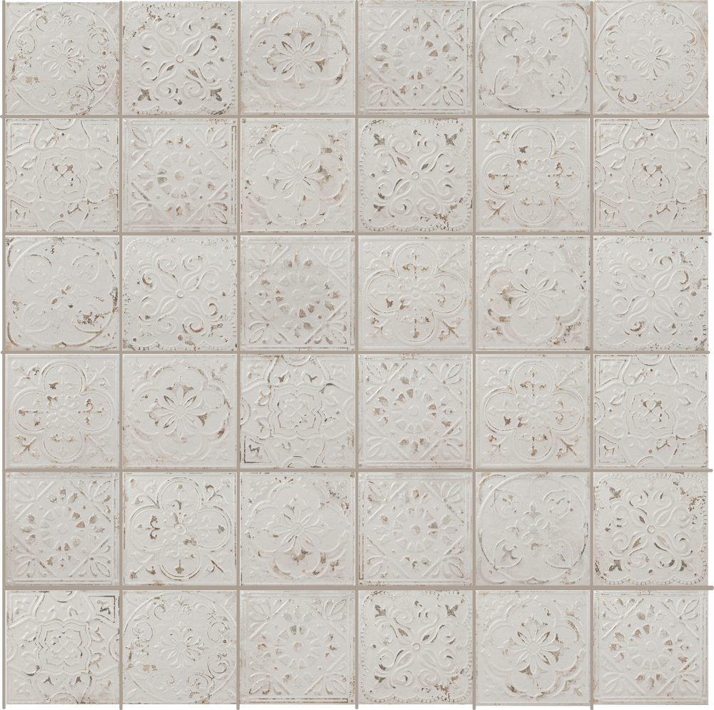 Antiquity 8x8 White Embossed Pattern Tile