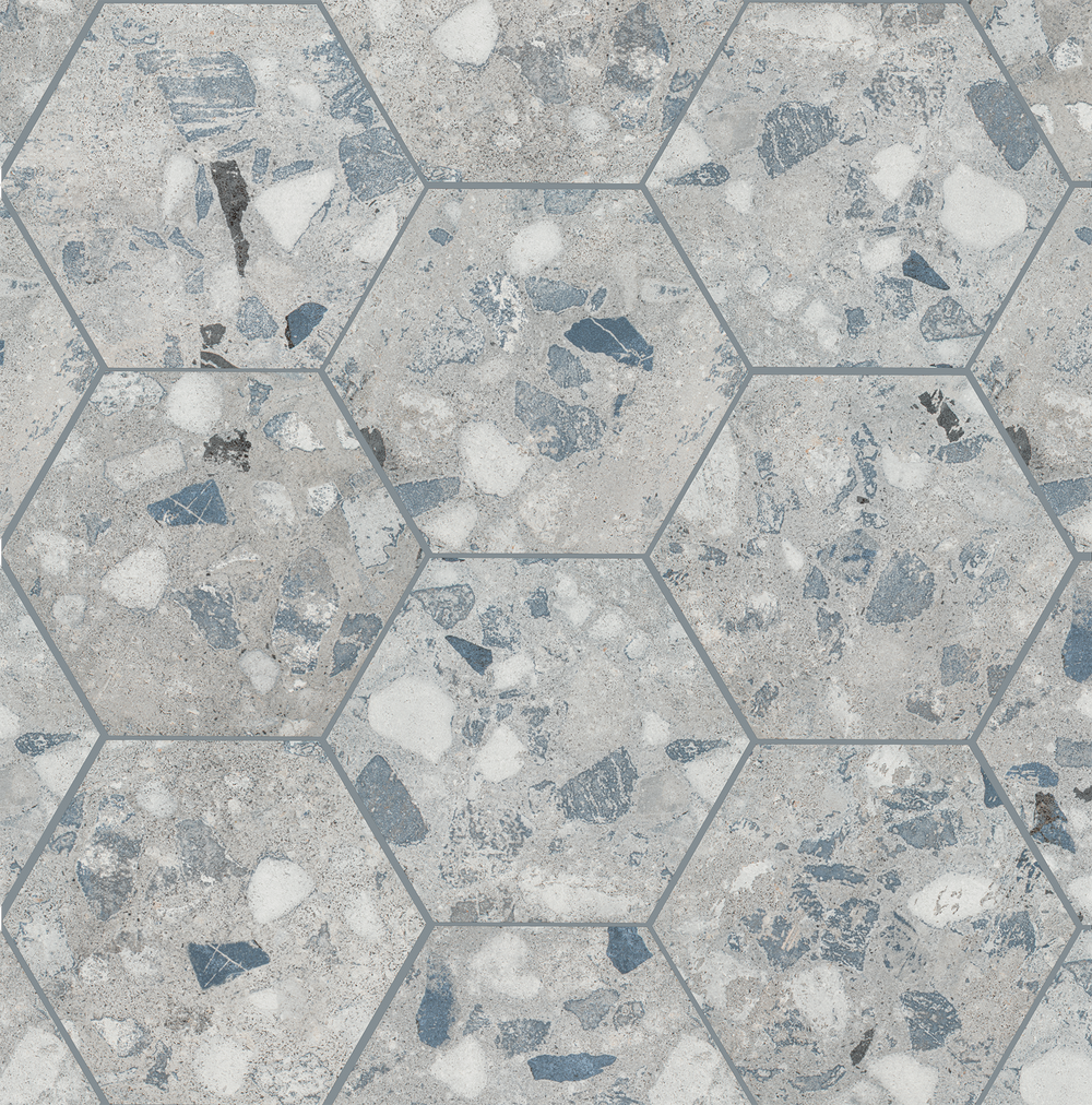 Cemrock 8.5x10 Hexagon Blue Porcelain Tile