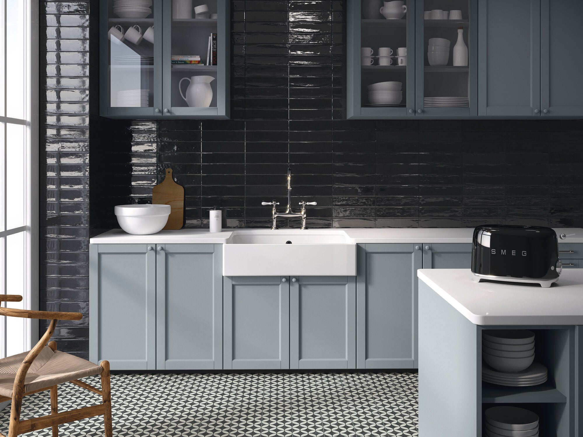 Catalina 6x6 Coal Enya Porcelain Tile