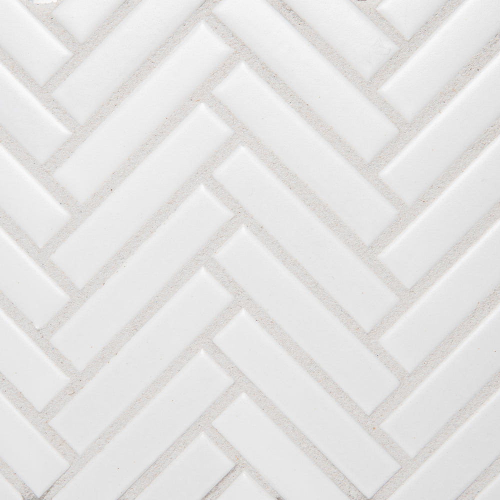 Makai Herringbone White Matte Mosaic Tile