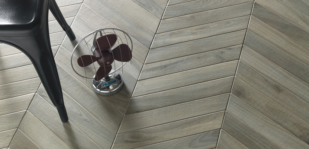 Foresta 3x16 Blue Wood Look Chevron Porcelain Tile