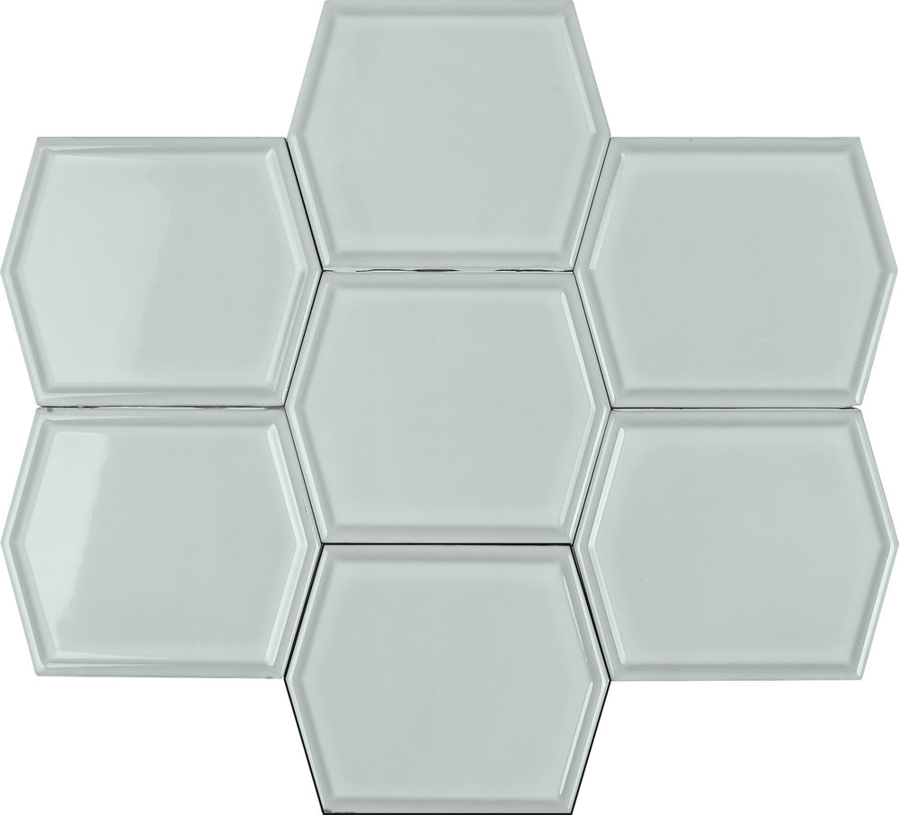 Gem 5x6 Green Framed Gloss Hex Tile