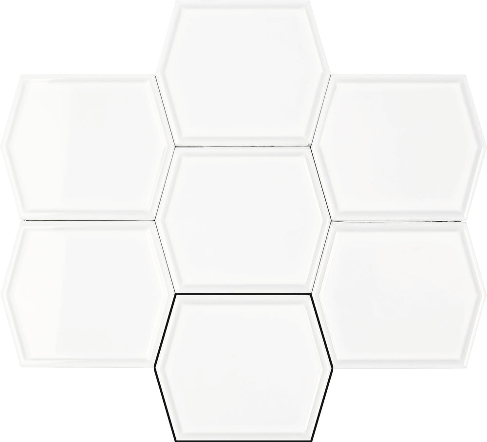 Gem 5x6 White Framed Gloss Hex Tile