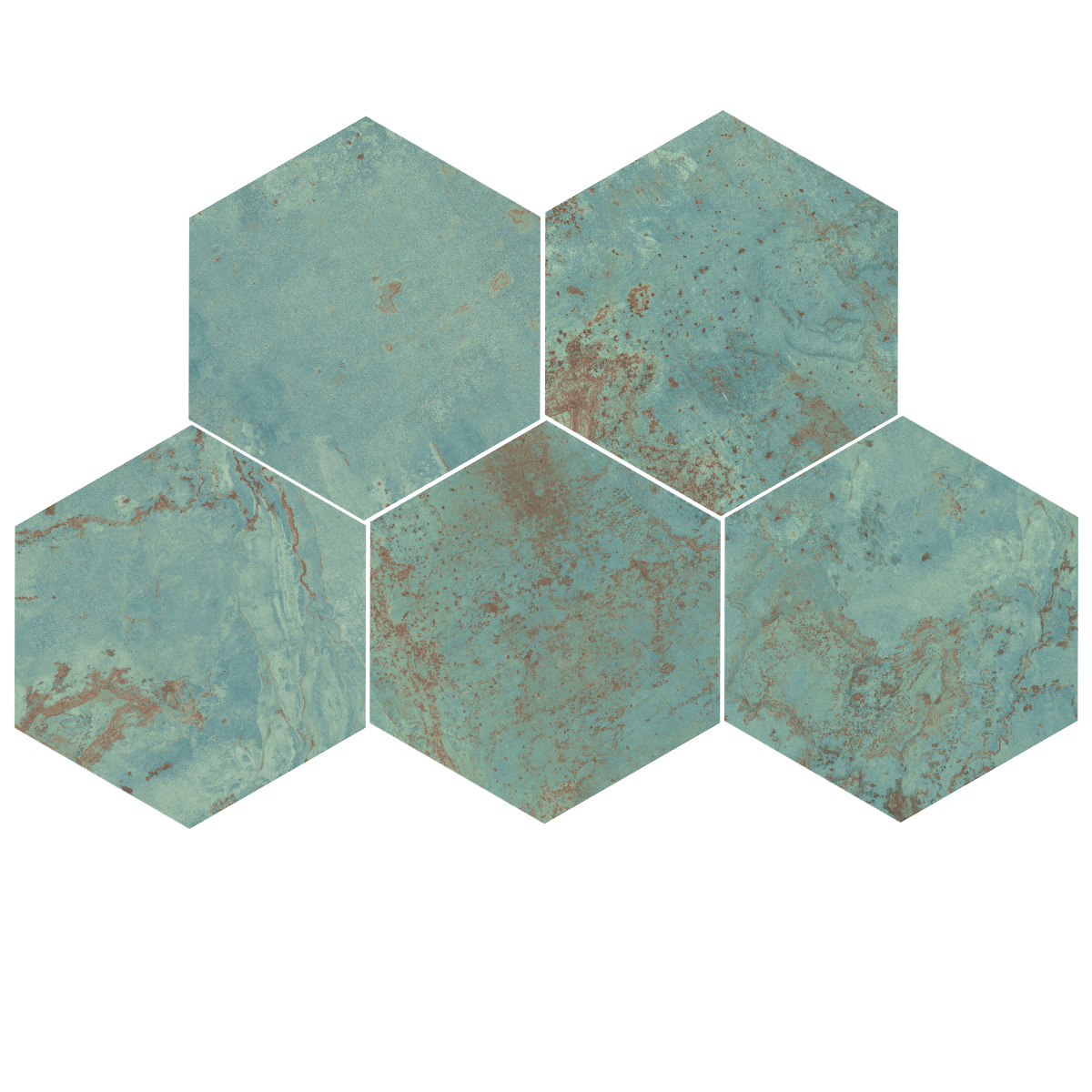 Modern Hex 10x11 Green Hexagon Porcelain Tile - SAMPLES