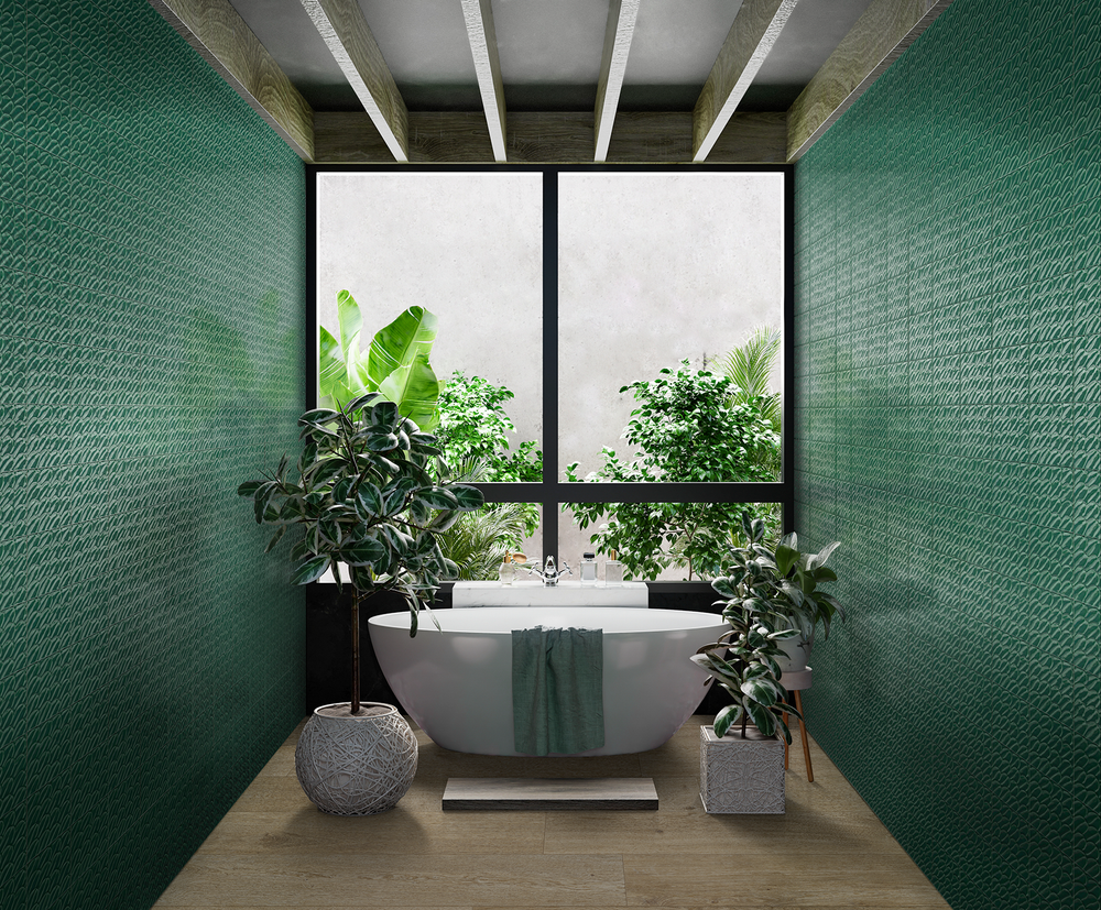 Malibu 6x6 Green Topango Glossy Deco Porcelain Tile