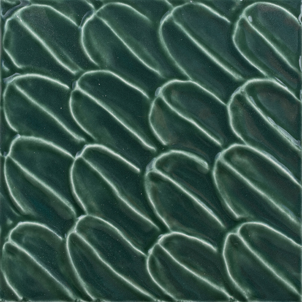 Malibu 6x6 Green Topango Glossy Deco Porcelain Tile